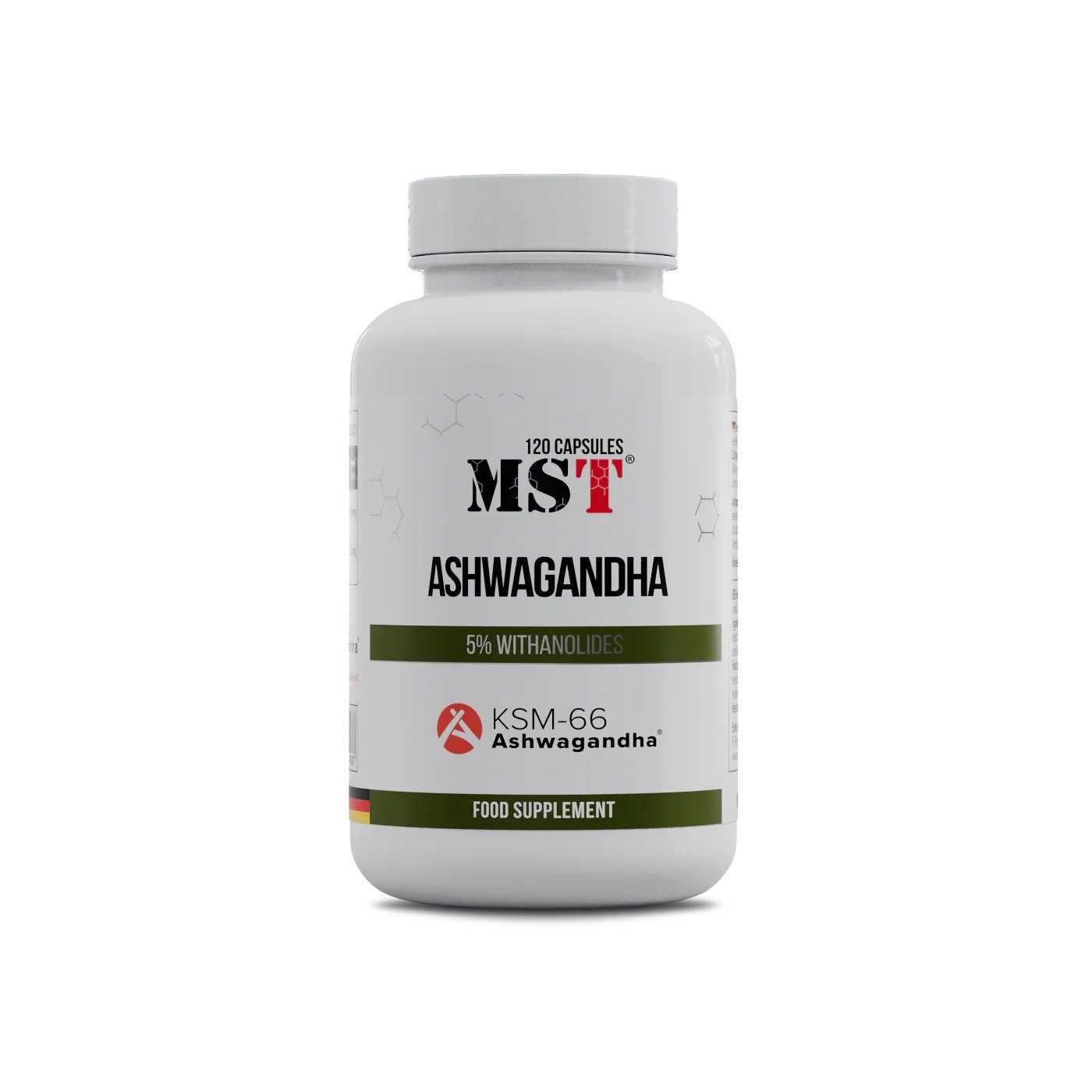 Натуральная добавка MST Ashwagandha KSM-66, 120 капсул,  мл, MST Nutrition. Hатуральные продукты. Поддержание здоровья 