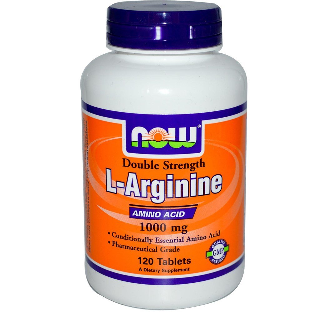 L-Arginine 1000 mg, 120 шт, Now. Аргинин. Восстановление Укрепление иммунитета Пампинг мышц Антиоксидантные свойства Снижение холестерина Донатор оксида азота 