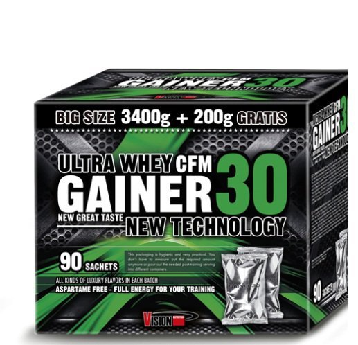 Ultra Whey CFM Gainer 30, 3600 g, Vision Nutrition. Ganadores. Mass Gain Energy & Endurance recuperación 