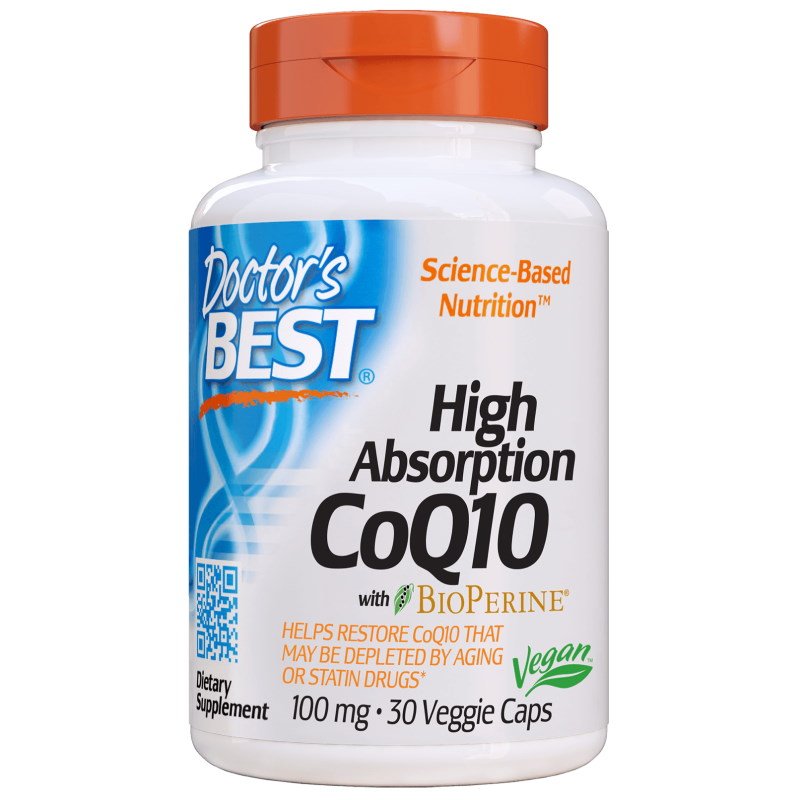 Витамины и минералы Doctor's Best CoQ10 BioPerine 100 mg, 30 вегакапсул,  мл, DNA Your Supps. Коэнзим-Q10. Поддержание здоровья Антиоксидантные свойства Профилактика ССЗ Толерантность к физ. нагрузкам 