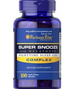 Super Snooze with Melatonin, 100 шт, Puritan's Pride. Мелатонин. Улучшение сна Восстановление Укрепление иммунитета Поддержание здоровья 