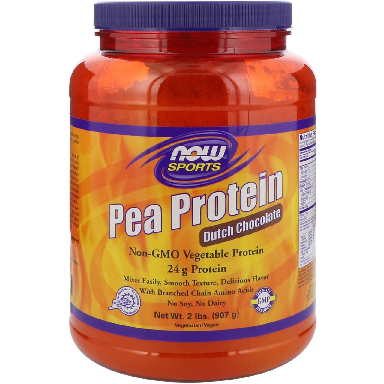 Гороховый Протеин, Вкус Шоколада, NOW, 2 фунта (907 гр),  мл, Now. Растительный протеин. 