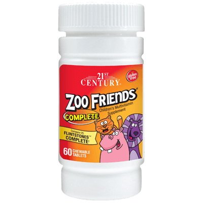 Витамины и минералы 21st Century Zoo Friends Complete, 60 таблеток ,  мл, 21st Century. Витамины и минералы. Поддержание здоровья Укрепление иммунитета 