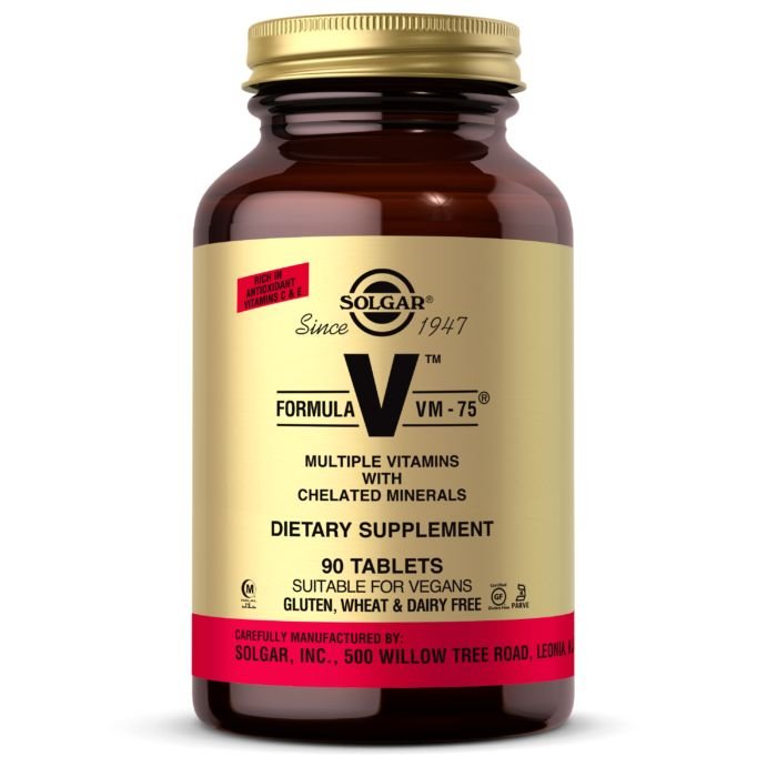 Витамины и минералы Solgar Formula V VM-75, 90 таблеток,  ml, Solgar. Vitamins and minerals. General Health Immunity enhancement 