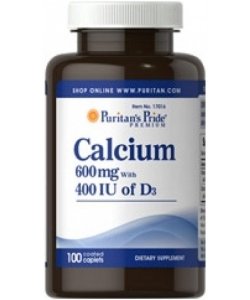 Calcium 600 + Vitamin D3, 100 piezas, Puritan's Pride. Complejos vitaminas y minerales. General Health Immunity enhancement 
