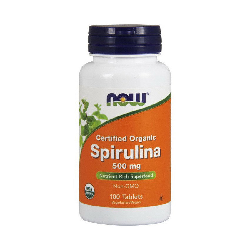 Спирулина Now Foods Spirulina 500 mg organic (100 таб) нау фудс,  мл, Now. Спирулина