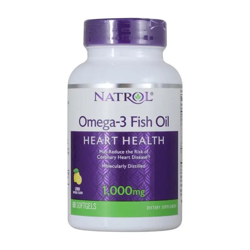 Жирные кислоты Natrol Omega-3 1000 mg, 60 капсул,  мл, Natrol. Жирные кислоты (Omega). Поддержание здоровья 
