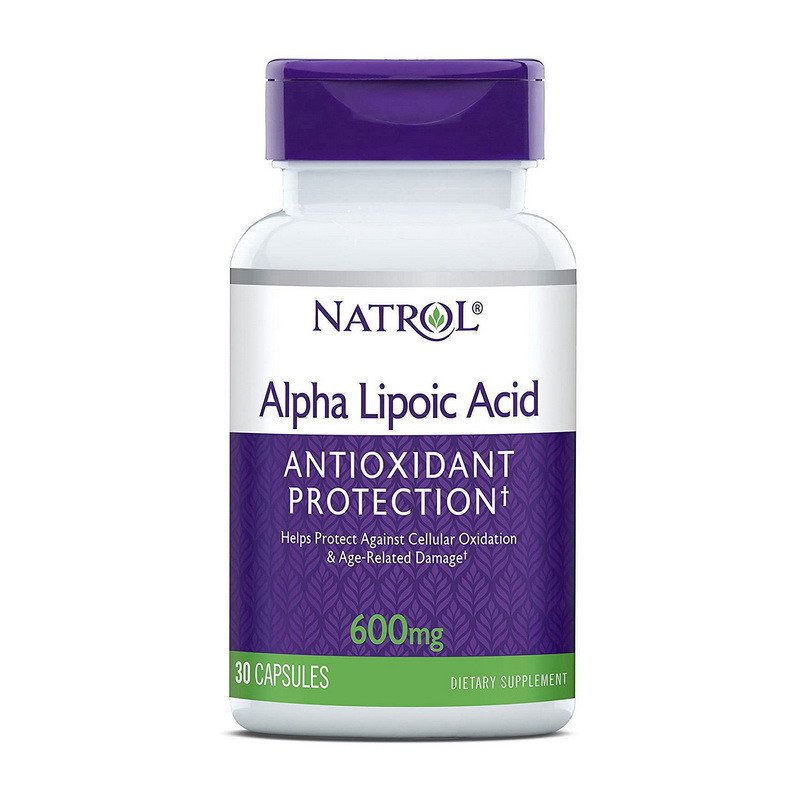 Альфа-липоевая кислота Natrol Alpha Lipoic Acid 600 mg 30 капсул,  мл, Natrol. Альфа-липоевая кислота. Поддержание здоровья Регуляция углеводного обмена Регуляция жирового обмена 