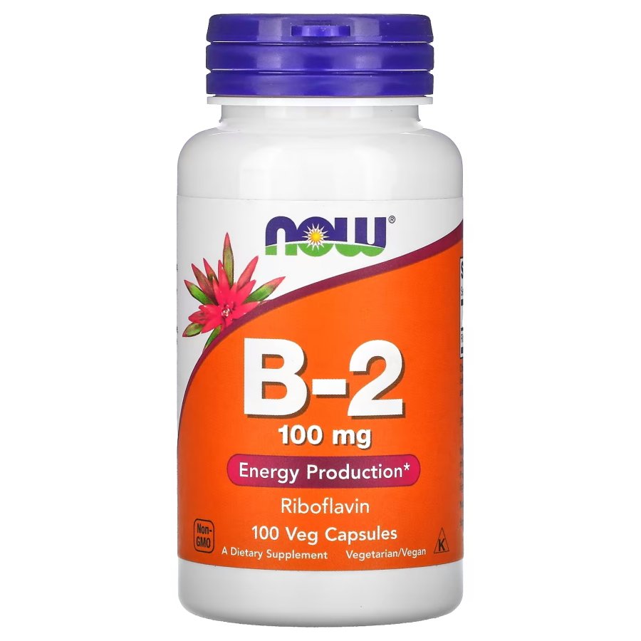 Витамины и минералы NOW Vitamin B2 100 mg, 100 вегакапсул,  ml, Now. Vitamins and minerals. General Health Immunity enhancement 