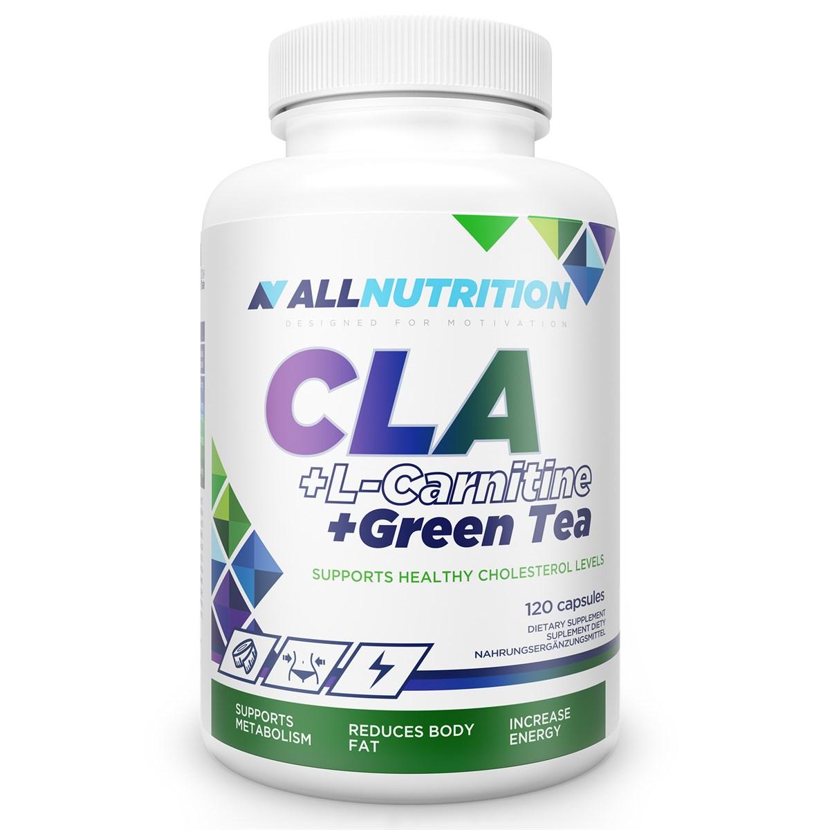 Л-карнитин AllNutrition CLA + L-Carnitine + Green Tea - 120cap алл нутришн,  мл, AllNutrition. L-карнитин. Снижение веса Поддержание здоровья Детоксикация Стрессоустойчивость Снижение холестерина Антиоксидантные свойства 