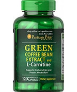 Green Coffee Bean Extract and L-Carnitine, 120 piezas, Puritan's Pride. L-carnitina. Weight Loss General Health Detoxification Stress resistance Lowering cholesterol Antioxidant properties 