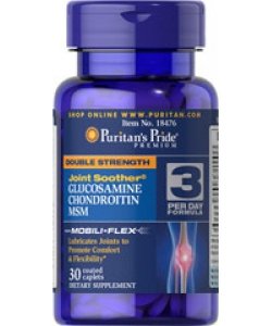 Double Strength Glucosamine Chondroitin MSM, 30 шт, Puritan's Pride. Хондропротекторы. Поддержание здоровья Укрепление суставов и связок 