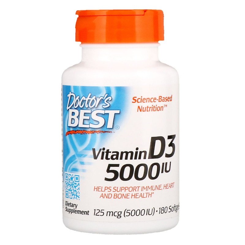 Doctor's BEST Doctor's Best Vitamin D3 125 mcg (5000 IU) 180 Softgels, , 180 шт.