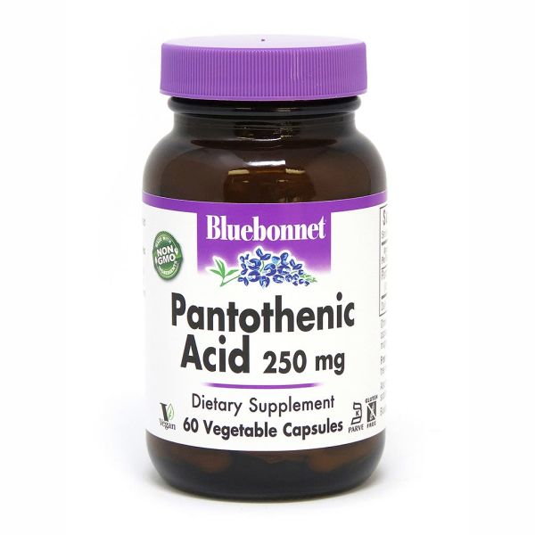 Витамины и минералы Bluebonnet Pantothenic Acid 250 mg, 60 вегакапсул,  ml, Bluebonnet Nutrition. Vitaminas y minerales. General Health Immunity enhancement 