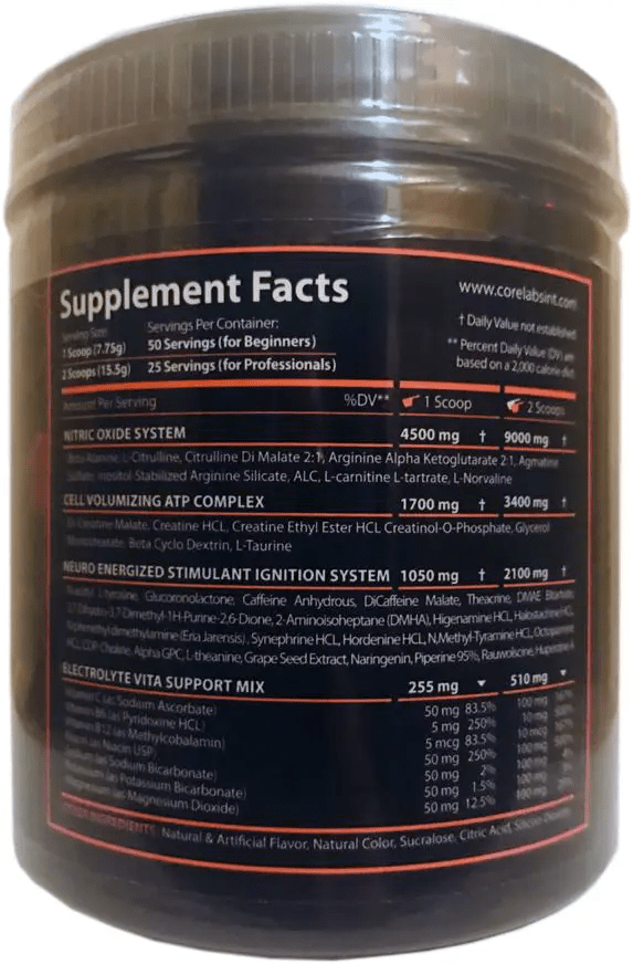 CORE LABS HYPER POWER ОТ  388g / 25 servings,  ml, Core Labs. Pre Workout