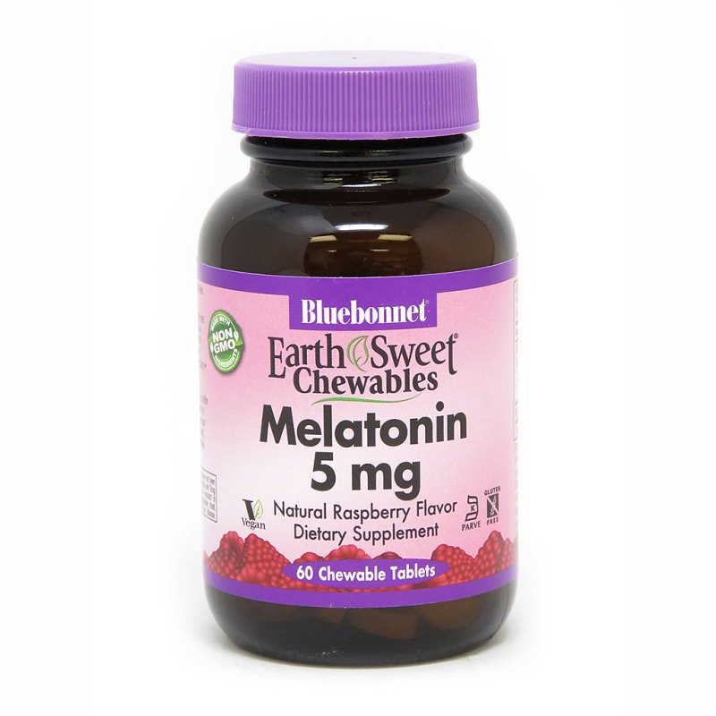 Восстановитель Bluebonnet Earth Sweet Chewables Melatonin 5 mg, 60 жевательных таблеток,  мл, Bluebonnet Nutrition. Послетренировочный комплекс. Восстановление 