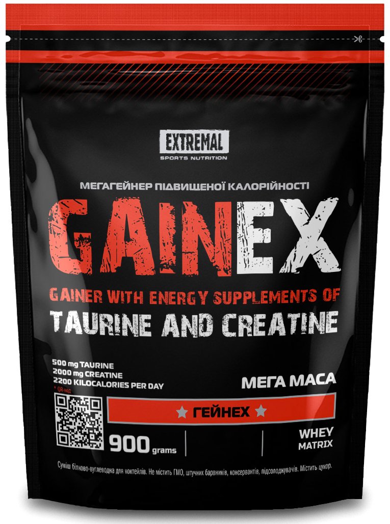 Гейнер Extremal Gainex 0,9 кг Малиновый смузи,  ml, Extremal. Gainer. Mass Gain Energy & Endurance recovery 