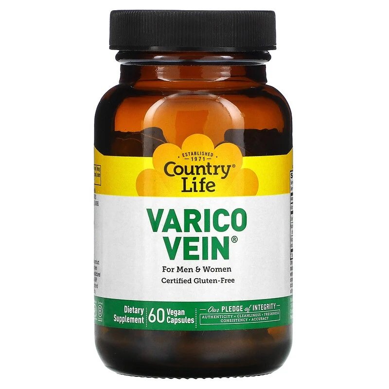 Натуральная добавка Country Life Varico Vein, 60 вегакапсул,  мл, Country Life. Hатуральные продукты. Поддержание здоровья 