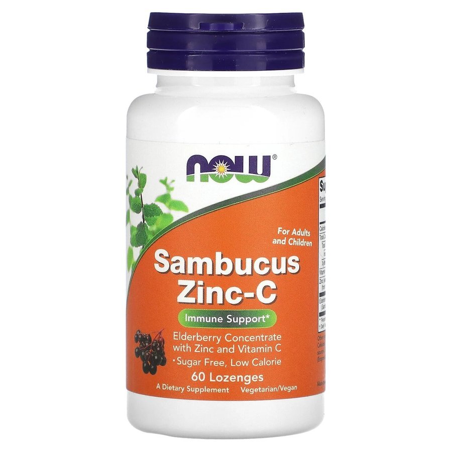 Витамины и минералы NOW Sambucus Zinc-C, 60 леденцов,  мл, Now. Витамины и минералы. Поддержание здоровья Укрепление иммунитета 