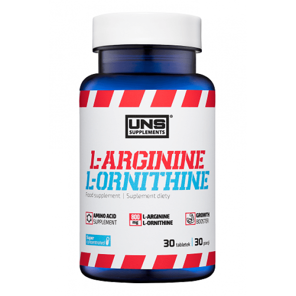 Л-Аргинин UNS L-Arginine and L-Ornithine (30 таб),  ml, UNS. Arginina. recuperación Immunity enhancement Muscle pumping Antioxidant properties Lowering cholesterol Nitric oxide donor 