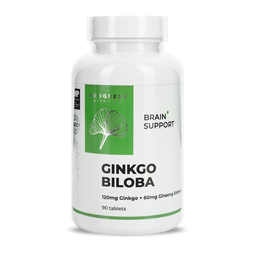 Progress Nutrition Натуральная добавка Progress Nutrition Ginkgo Biloba + Ginseng Extracts, 90 таблеток, , 