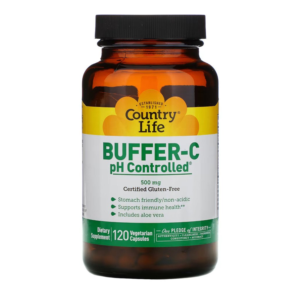 Витамины и минералы Country Life Buffer-C 500 mg, 120 вегакапсул,  мл, Country Life. Витамины и минералы. Поддержание здоровья Укрепление иммунитета 