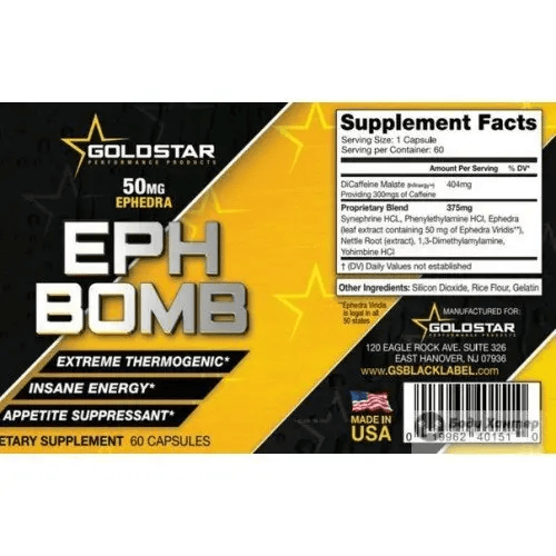Gold Star   EPH Bomb DMAA 60 шт. / 60 servings,  ml, Gold Star. Fat Burner