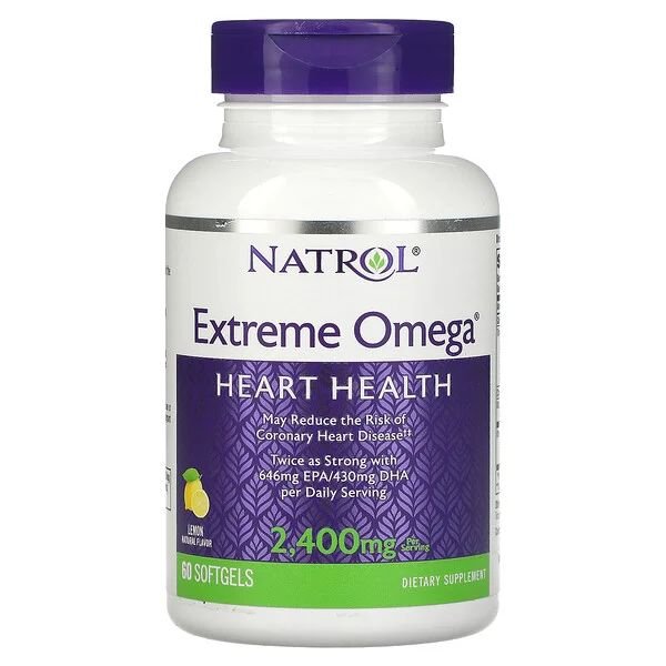 Жирные кислоты Natrol Omega-3 Fish Oil 1200 mg, 60 капсул Лимон,  мл, Natrol. Жирные кислоты (Omega). Поддержание здоровья 