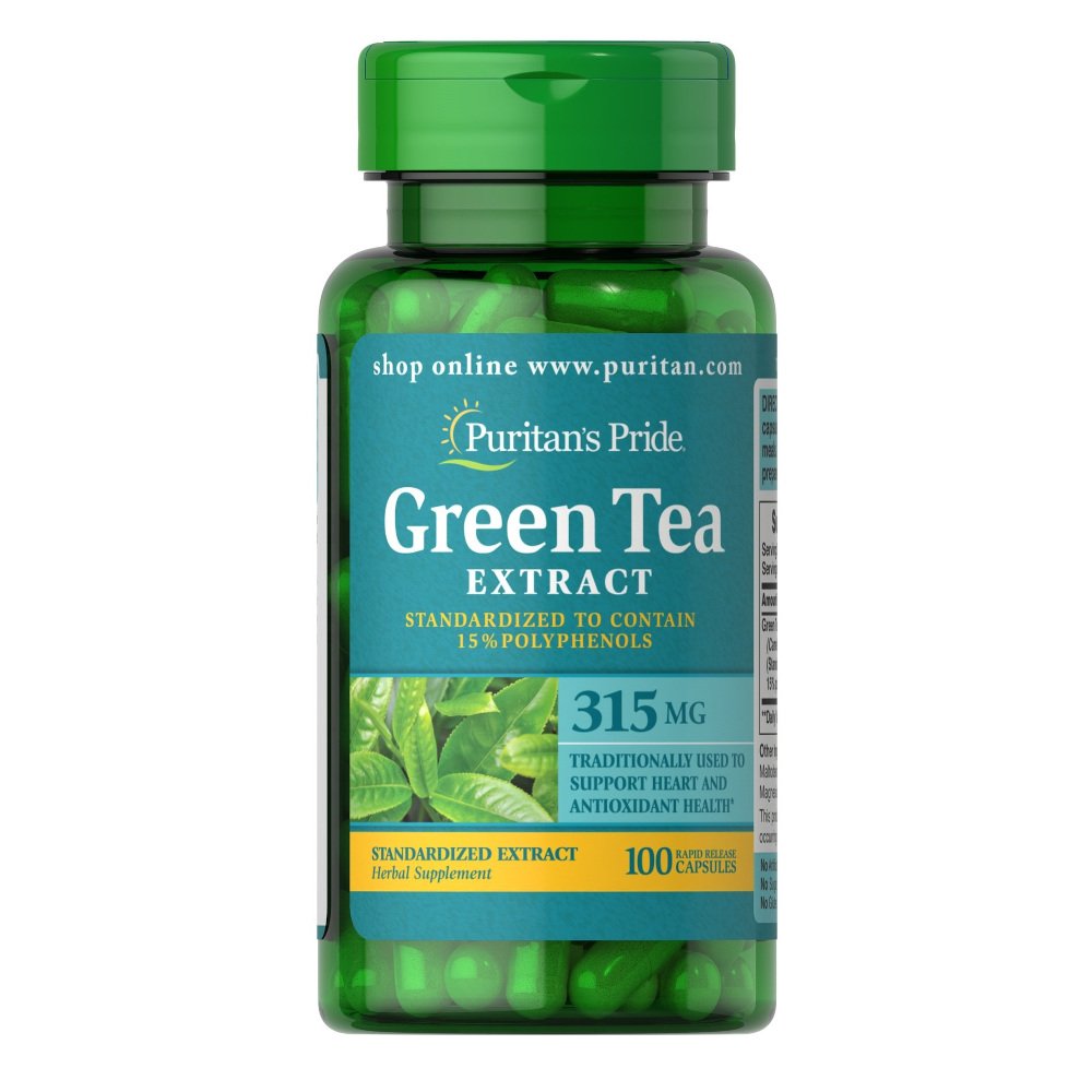 Натуральная добавка Puritan's Pride Green Tea Standardized Extract 315 mg, 100 капсул,  ml, Puritan's Pride. Natural Products. General Health 