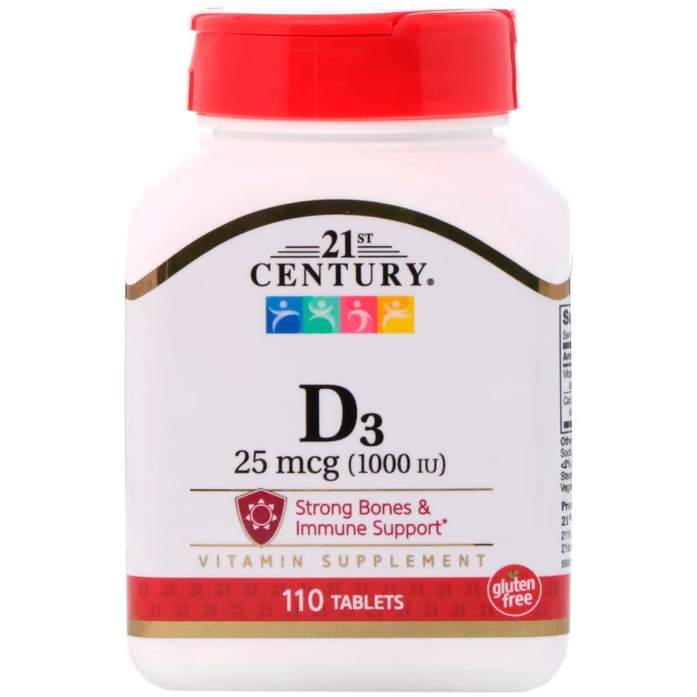 21st Century Витамины и минералы 21st Century Vitamin D3 25 mcg, 110 таблеток, ,