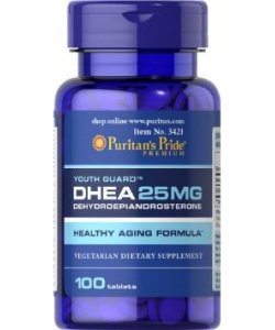 DHEA 25 mg, 100 шт, Puritan's Pride. Бустер тестостерона. Поддержание здоровья Повышение либидо Aнаболические свойства Повышение тестостерона 