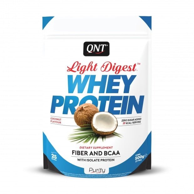 Протеин QNT Light Digest Whey Protein, 500 грамм Кокос,  мл, QNT. Протеин. Набор массы Восстановление Антикатаболические свойства 