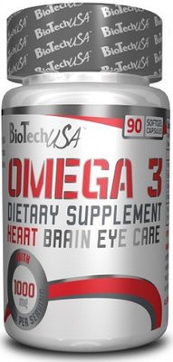 Omega 3, 90 pcs, BioTech. Omega 3 (Fish Oil). General Health Ligament and Joint strengthening Skin health CVD Prevention Anti-inflammatory properties 