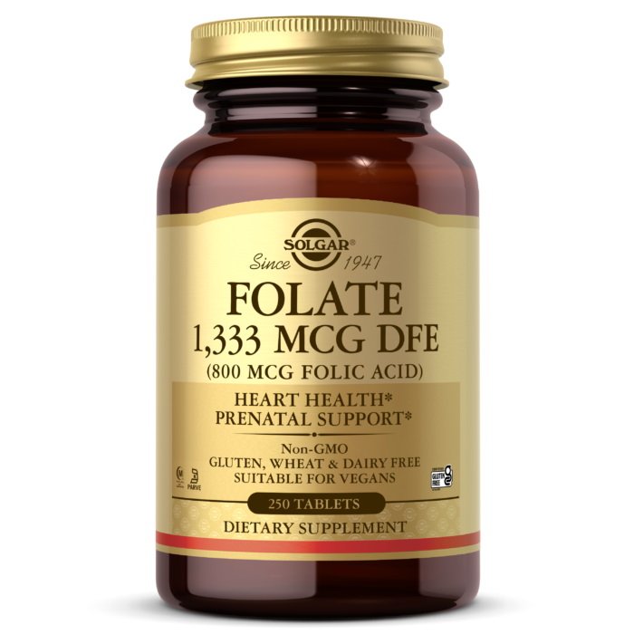 Витамины и минералы Solgar Folate 1333 mcg (Folic Acid 800 mcg), 250 таблеток,  ml, Solgar. Vitamins and minerals. General Health Immunity enhancement 