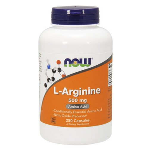 NOW L-Arginine 500 мг - 250 кап,  мл, Now. Аргинин. Восстановление Укрепление иммунитета Пампинг мышц Антиоксидантные свойства Снижение холестерина Донатор оксида азота 