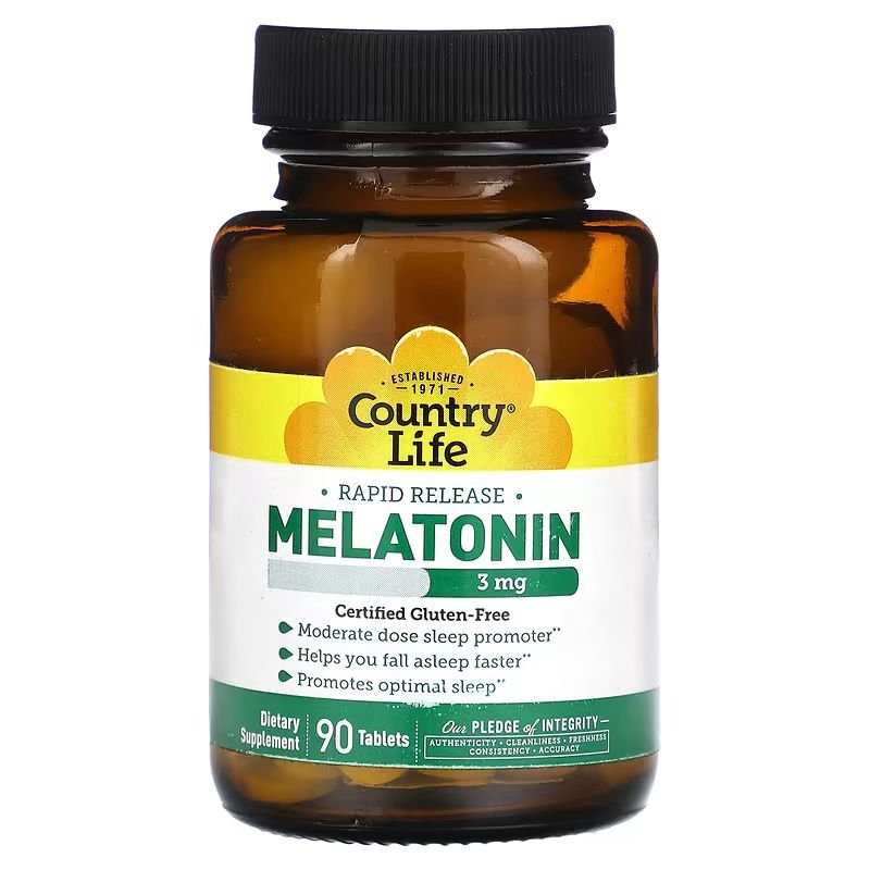 Country Life Натуральная добавка Country Life Melatonin  3 mg, 90 таблеток, , 