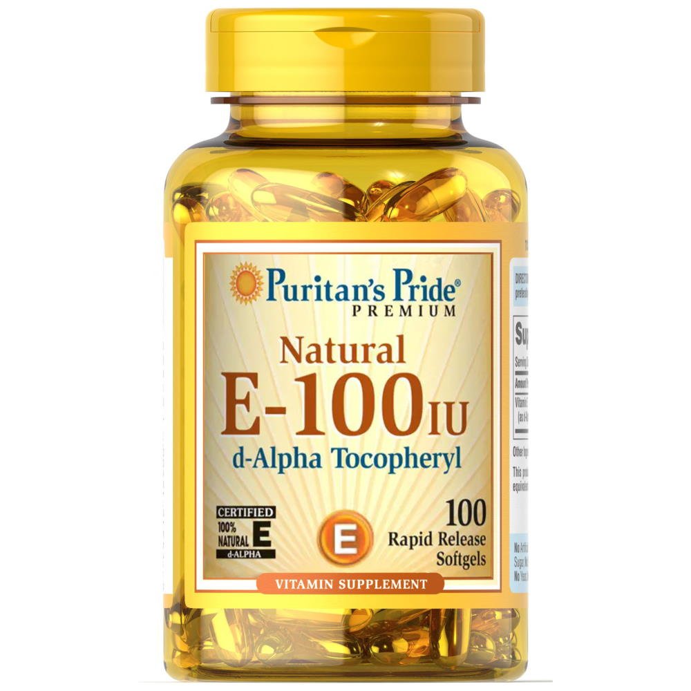 Витамины и минералы Puritan's Pride Vitamin E-100 IU Natural, 100 капсул,  ml, Protein Factory. Vitamin E. General Health Antioxidant properties 
