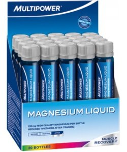 Magnesium Liquid, 20 pcs, Multipower. Magnesium Mg. General Health Lowering cholesterol Preventing fatigue 