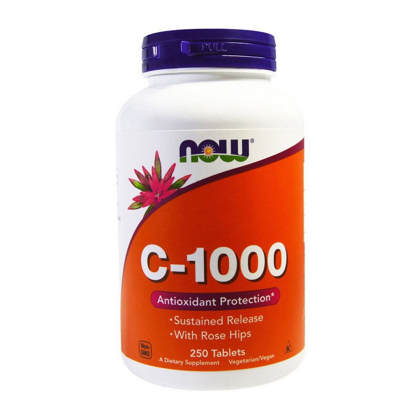 Витамин C Now Foods C-1000 with rose hips (250 табс) нау фудс,  мл, Now. Витамин C. Поддержание здоровья Укрепление иммунитета 
