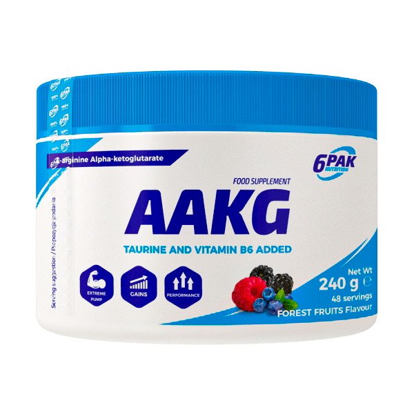 Предтренировочный комплекс 6PAK Nutrition AAKG, 240 грамм Лесные ягоды,  мл, 6PAK Nutrition. Предтренировочный комплекс. Энергия и выносливость 