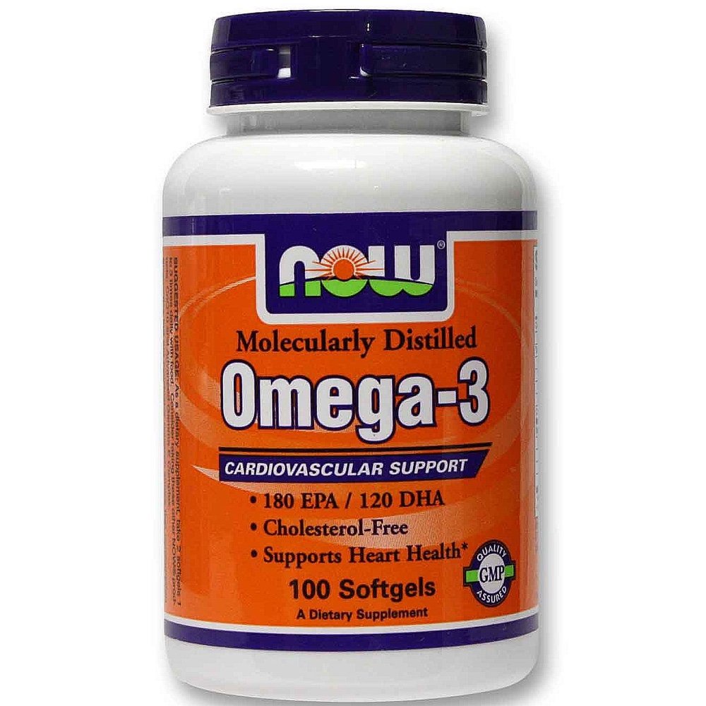 Omega-3, 100 pcs, Now. Omega 3 (Fish Oil). General Health Ligament and Joint strengthening Skin health CVD Prevention Anti-inflammatory properties 