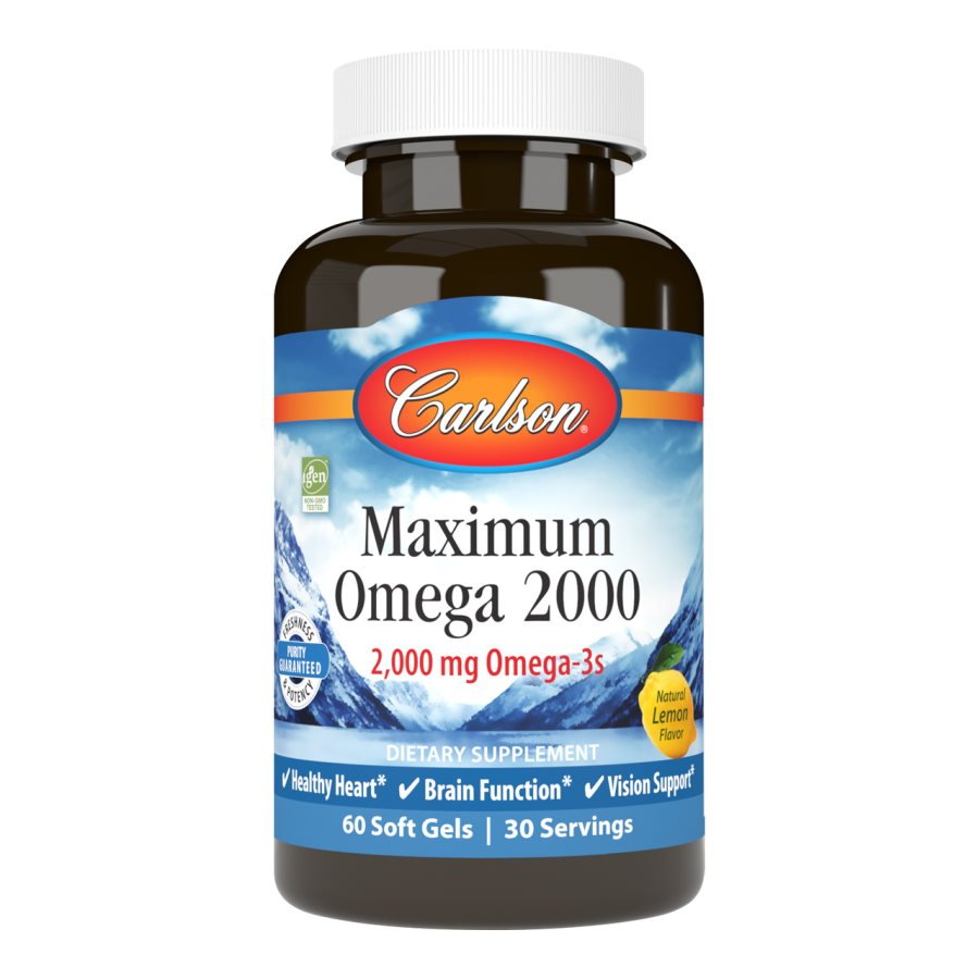 Жирные кислоты Carlson Labs Maximum Omega 2000, 60 капсул,  мл, Carlson Labs. Жирные кислоты (Omega). Поддержание здоровья 