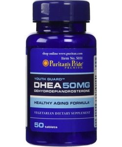DHEA 50 mg, 50 шт, Puritan's Pride. Бустер тестостерона. Поддержание здоровья Повышение либидо Aнаболические свойства Повышение тестостерона 