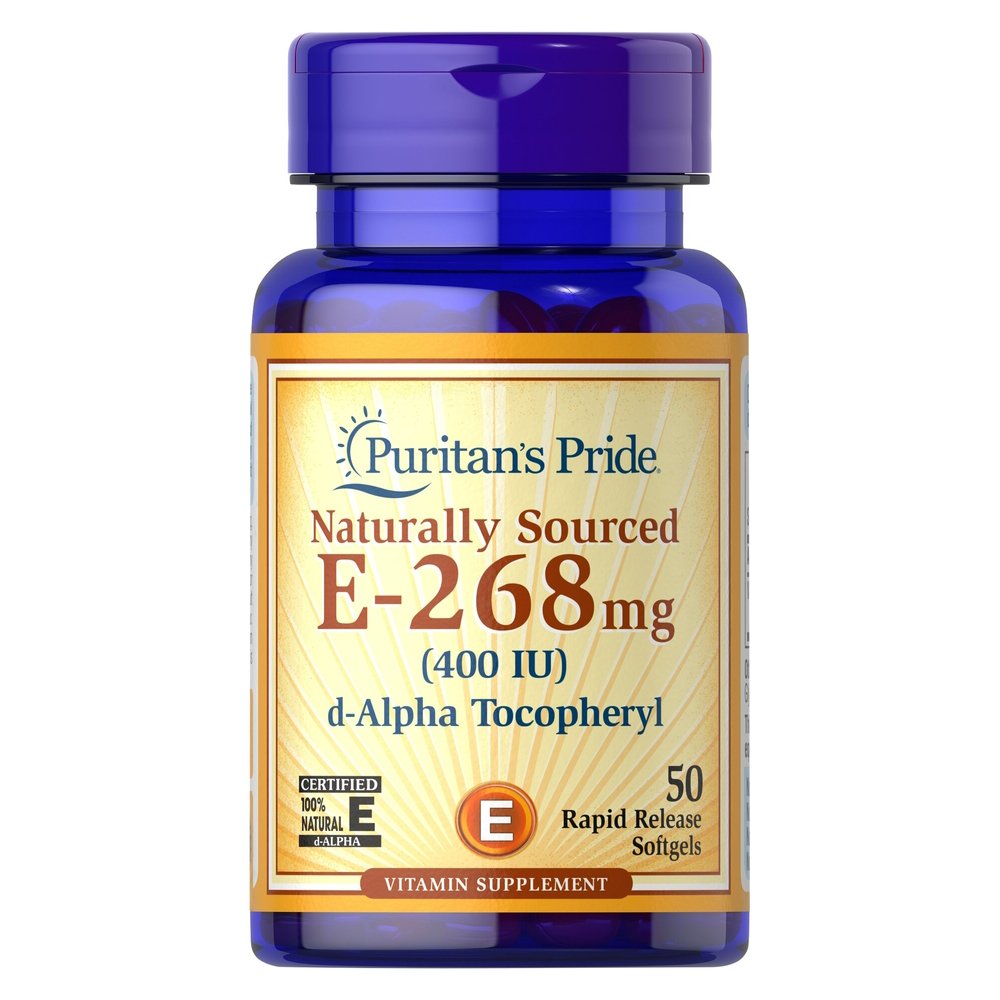 Витамины и минералы Puritan's Pride Vitamin E 400 IU (268 mg) Naturally Sourced, 50 капсул,  ml, Puritan's Pride. Vitamins and minerals. General Health Immunity enhancement 