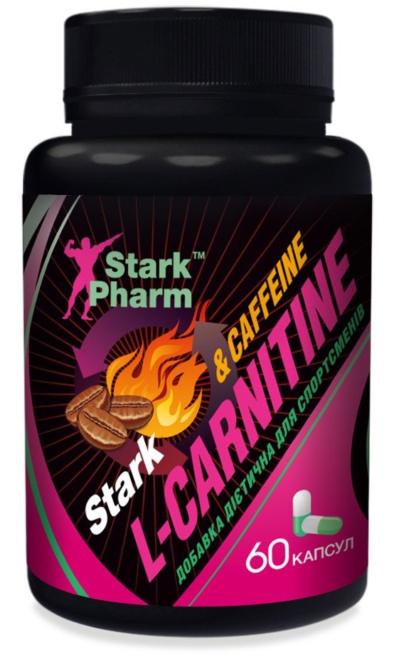 Жироспалювач L-Carnitine & Caffeine Complex 560 мг 60 капс,  ml, Stark Pharm. L-carnitina. Weight Loss General Health Detoxification Stress resistance Lowering cholesterol Antioxidant properties 