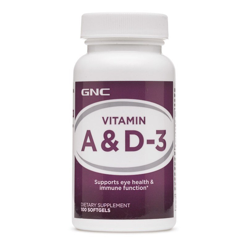 Витамины и минералы GNC Vitamin A and D3, 100 капсул,  ml, GNC. Vitamins and minerals. General Health Immunity enhancement 