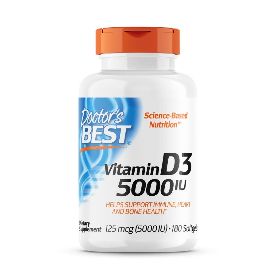 Витамины и минералы Doctor's Best Vitamin D3 5000 IU, 360 капсул,  ml, Doctor's BEST. Vitamins and minerals. General Health Immunity enhancement 