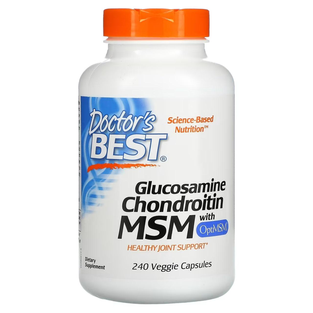 Glucosamine Chondroitin MSM with OptiMSM Doctor's Best 240 Caps,  мл, Doctor's BEST. Хондропротекторы. Поддержание здоровья Укрепление суставов и связок 