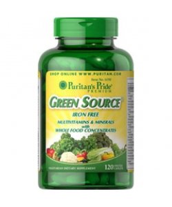 Green Source Iron Free Multivitamin & Minerals, 120 шт, Puritan's Pride. Витаминно-минеральный комплекс. Поддержание здоровья Укрепление иммунитета 