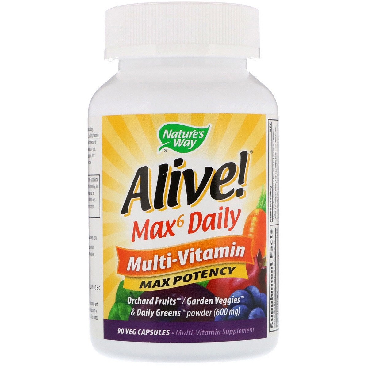 Мультивитамины Max6, Alive! Max6 Daily, Multi-Vitamin, Nature's Way 90 Капсул,  ml, Nature's Way. Vitamin Mineral Complex. General Health Immunity enhancement 